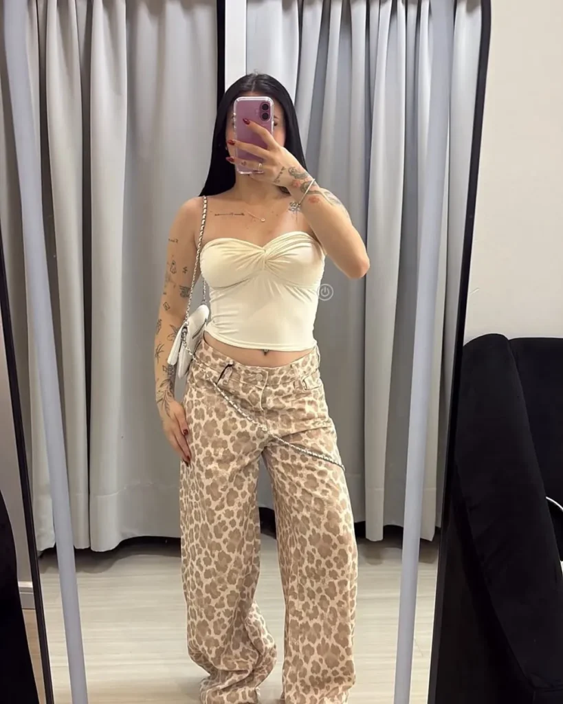 Calça Pantalona Animal Print